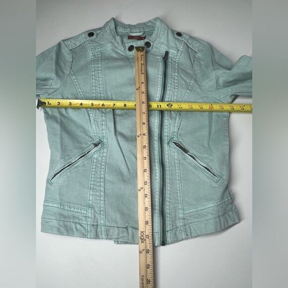 EDC Turquoise Blue Denim Moto Jacket Cotton Full Zipper EU S/ US S Y2K NWOT - Picture 12 of 14